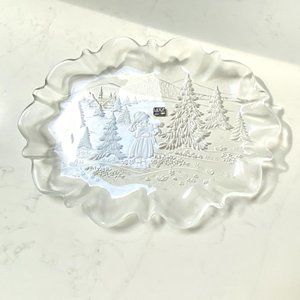 MIKASA Etched Glass Christmas Scene Platter